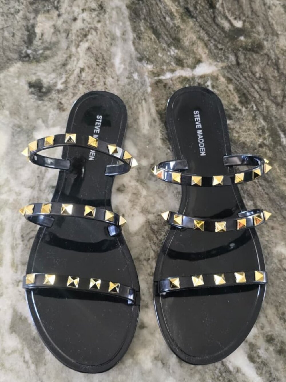 Steve Madden Black Studded Jelly Sandals - 8
